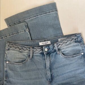 Judy Blues Wide Leg Fit Braided Blue Denim Jeans Light Wash Womens Size 11/30